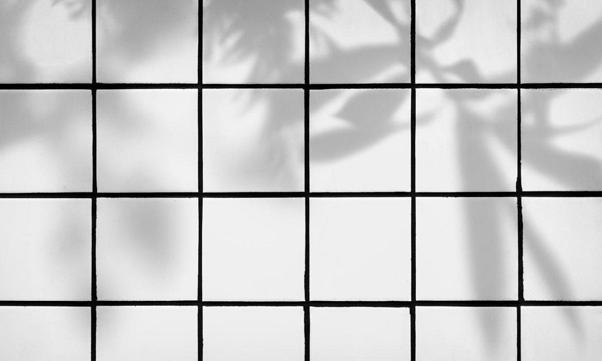 Contrasting tile grout where dark grout highlights white subway tiles