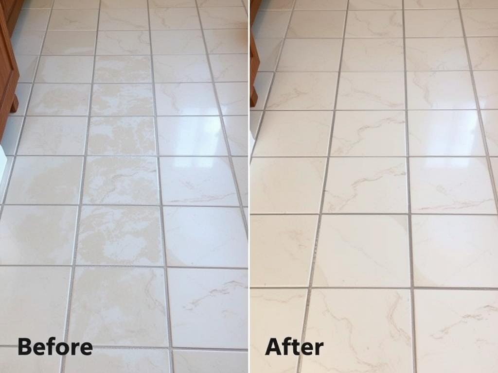 Grout haze after new grout application on ceramic tile floor