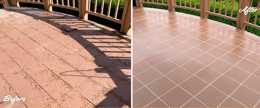 Before and after of restored bathroom tiles