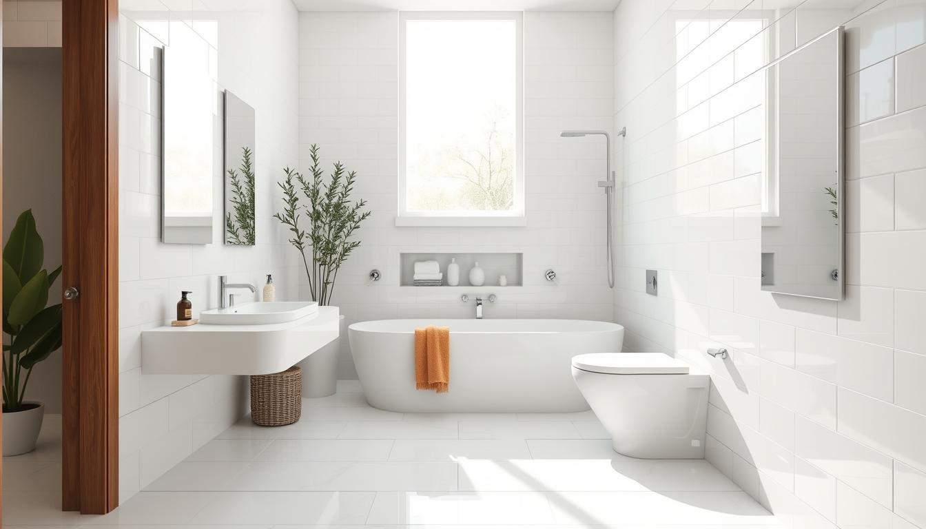 Beautifully restored bathroom with freshly sealed grout